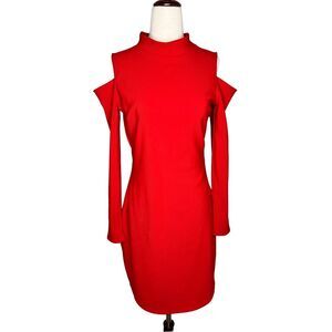 Express Red Cold Shoulder Mini Dress